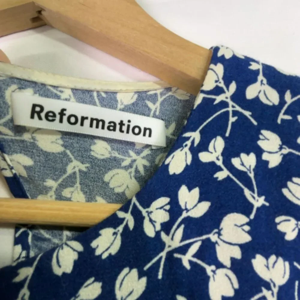 Reformation Navy Blue Floral Midi Dress - Picture 4 of 5